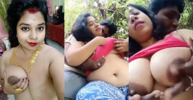 Bengali boudi big boobs pressing sex jungle me lover sath